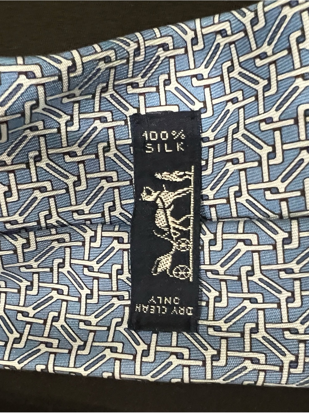 Hermes Light Blue Silk Tie - Picture 3 of 4